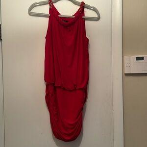 Soprano Red Mini Dress w/Shimmer Braided Neckline